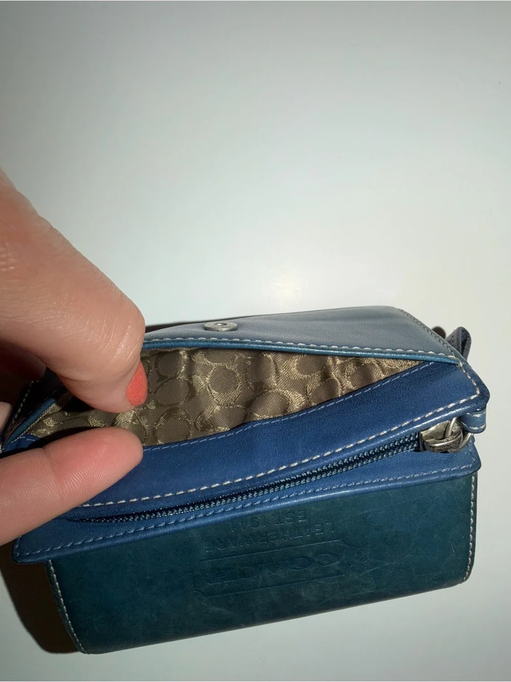 Coach Dark Teal Leather Case Style Wallet